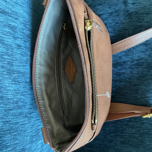 Fossil Brown Pebbled Leather Crossbody Messenger Bag - Picture 6 of 8